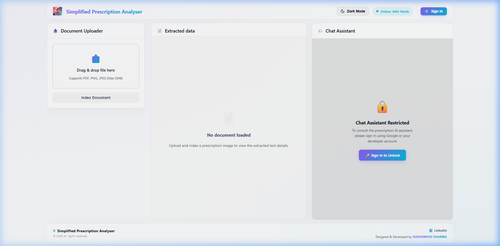 Simplified Prescription App Screenshot